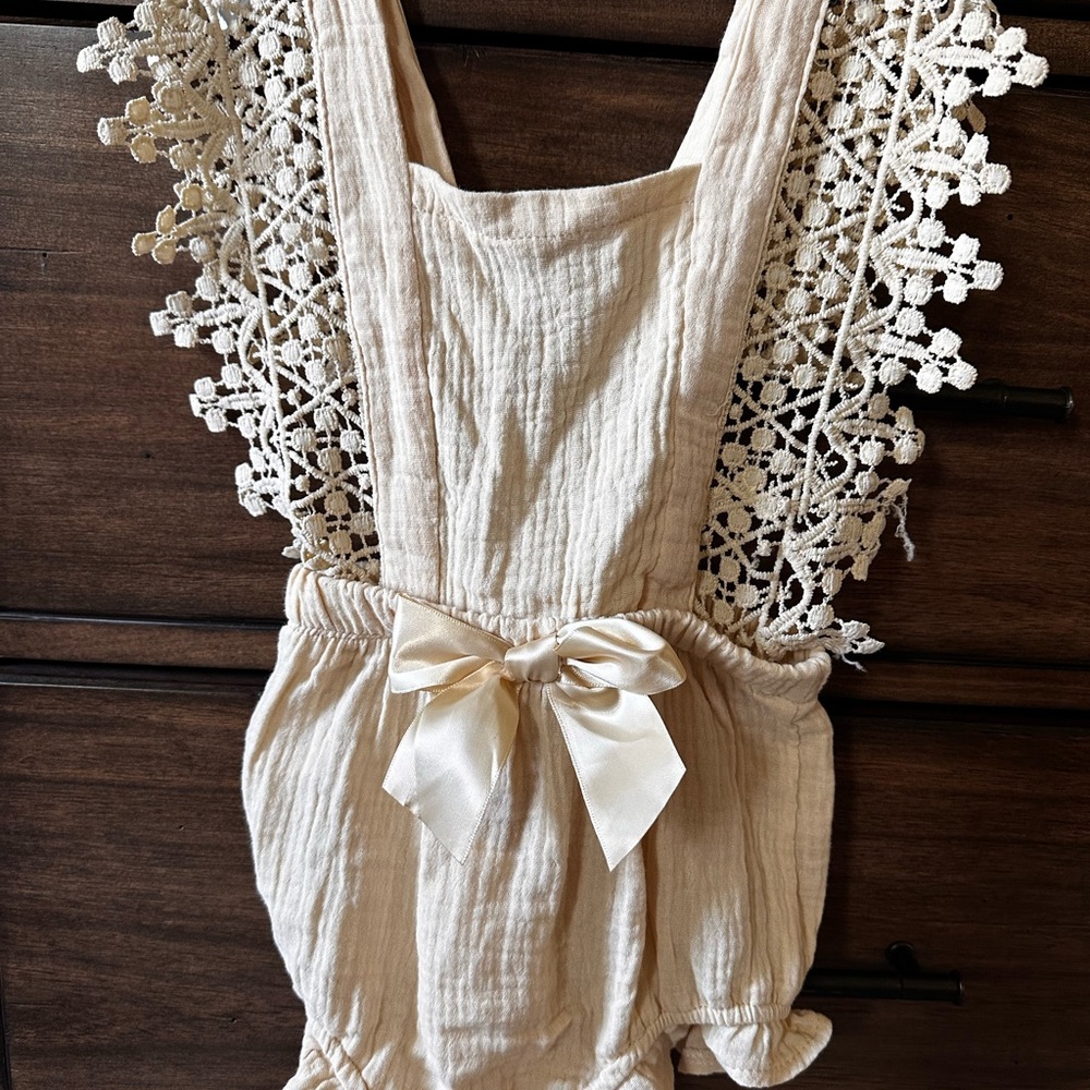 Cream Lace Baby Romper